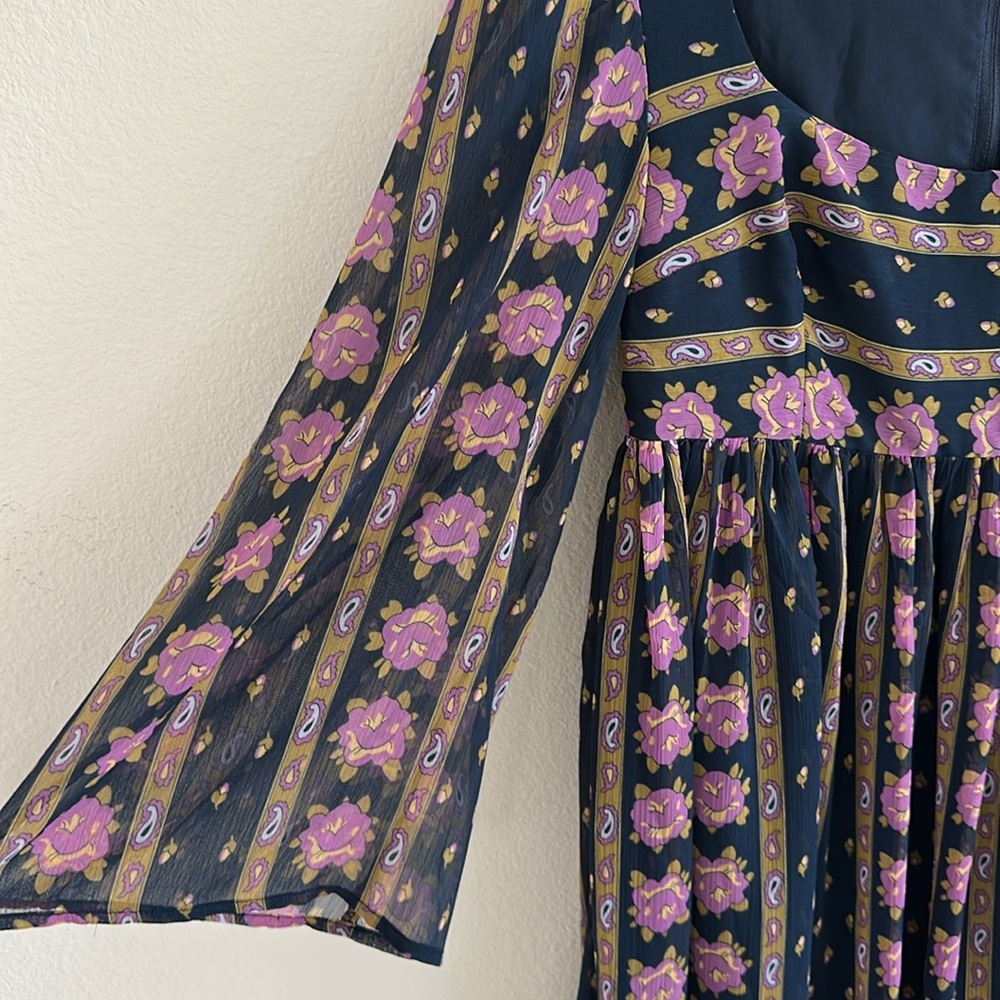 Modcloth Navy and Purple Floral Mini Dress - Picture 5 of 9